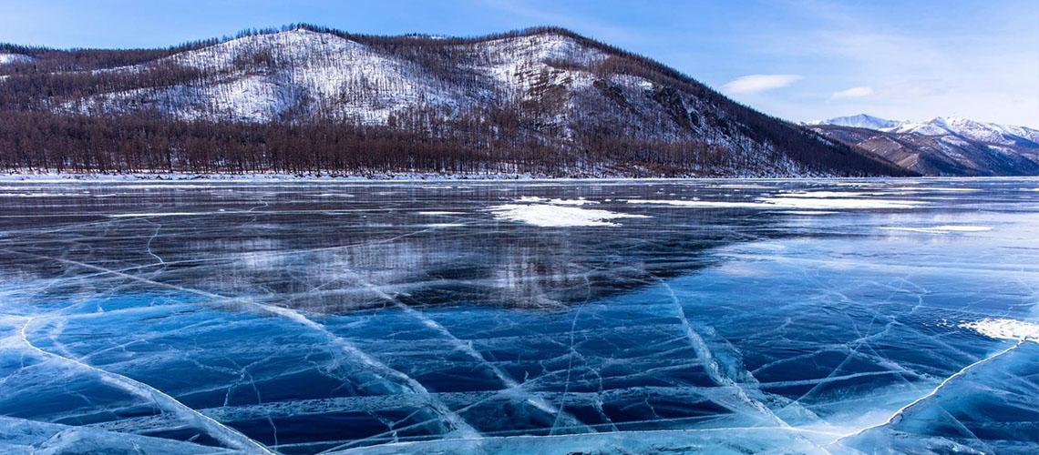 Crystal clear water lake Mongolia